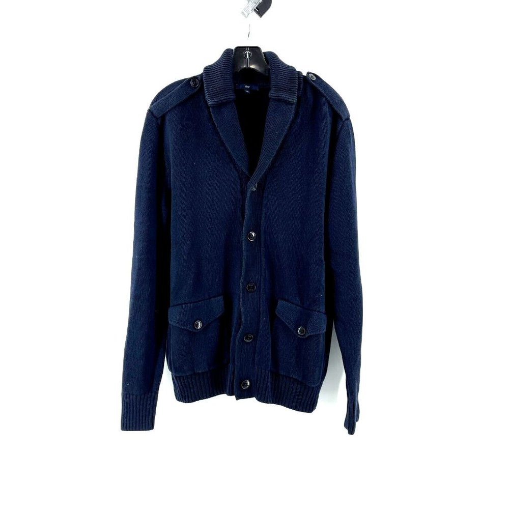 Gap Women's Blue Long Sleeve Button Tunic Cardigan Knit Sweater Pockets Size L